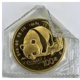 Fine Gold 1987 Chinese 1oz Gold Panda Coin.