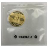 1986 Switzerland 1/10 Oz Gold Eternal Pact Coin.
