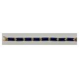 14KT Gold Blue Lapis Link Bracelet.