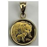 14KT Gold & Fine Gold Chinese Panda Coin Pendant.