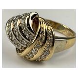 14KT Gold Crescendo Diamond Knot Ring.