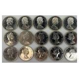 15 Canadian Queen Elizabeth Silver Dollars.