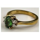 18KT Gold Gemco Emerald & Diamond Ring.