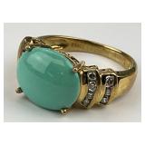 14KT Gold Turquoise & Diamond Accent Ring.