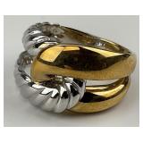 18KT Italian White & Yellow Gold Knot Ring.