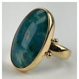 14KT Gold Moss Agate Gemstone Ring.