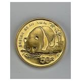 1/2 Fine Gold 1987 Chinese Panda Coin.
