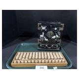 Asian Black Lacquer Jewelry Box & Wooden Abacus.