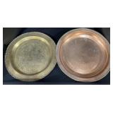 Pair of Oriental Copper & Brass Etched Platters.