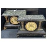 Pair Of Adamantine Style Mantle Clocks.