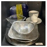 Hand Blown Art Glass Vases, Stoneware Dishes.