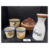 Stoneware Planters, Lidded Dish, Ceramic Vase.