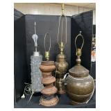 Filipino Brass, Wicker, Fagerlund Style Lamps.