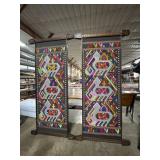 Wooden Framed Peruvian Style Woven Textiles.