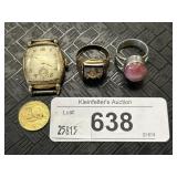 Sterling Silver Ring & 14K Gold Ring.