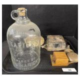 Vintage School Bells, Large 1 Gallon Glass Jug.