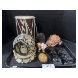 Lotus Flower Incense Burner, Drum, Elephant