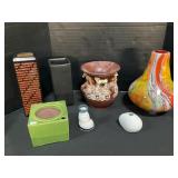 HG Blown Glass, Peruvian Stoneware, Vases.