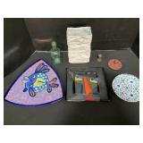 Signed Porcelain & Glass Plates, Lindener.