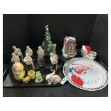 Lefton, Arnart figurines, Christmas House, Tree.