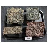 4 Hand Carved Wooden Printing Blocks.