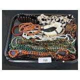 Tray Of Beaded Costume Jewelry.