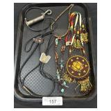 Beaded Native American Like Necklace & Earrings.