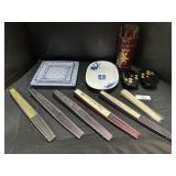 Chinese Hand Fans, Trinket Boxes, Fortune Sticks.
