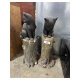 (2) Composite Cat & Mouse Statues.