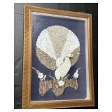 Framed Seashell Peacock Art.