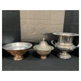 Hammered Copper & Silverplate Vases.