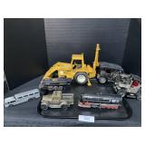 Ertl Pressed Steel & Windup Cars, Trains, Backhoe.