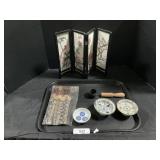 Porcelain Dishes, Chopsticks, Mini Silk Screen.