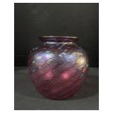 Art Glass Pink Iridescent Vase.