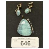Turquoise & Gemstone Earrings & Pendant.