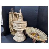 Wicker Baskets, Beaded Hanging Basket.