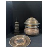 Indo-Persian Jar W/Lid & Plate.