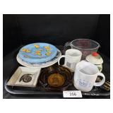 Pyrex Measuring Cup, FWC Butterfly Plates.