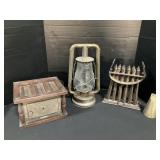 Dietz Oil Lamp, Candle Mold, Foot Warmer, Bell.