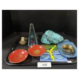 Rough Turquoise Stone, Art Glass Paperweight.