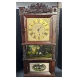 Reverse Painted Glass Triple Decker Clock.