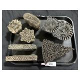 7 Hand Carved Wooden Printing Blocks.