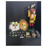 Wooden Nutcracker, Elephants, Carved Stone Balls,