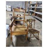 Antique Maple Commode Chair & Hitchcock Style