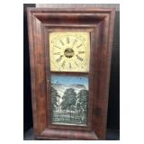 Reverse Painted J.C. Brown New Haven Clock.