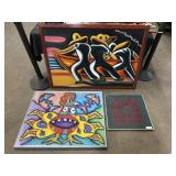 2 Large Paintings & Hmong Fabric Art.