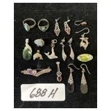 Sterling Silver Earrings, Rings, Pendants,