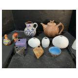 Stoneware Kettle, Vases, Inlay Enamel.