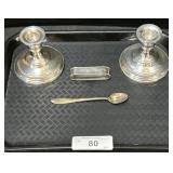 Sterling Silver Spoon, Napkin Ring, Candle