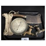 Vintage Cleaver, Rope, Spigots.